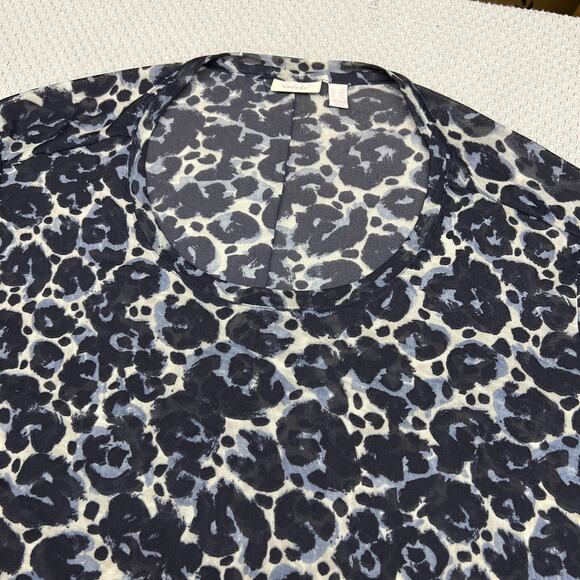 Logo Layers Top Womens 4x Blue Animal Print 3/4 Sleeve Sheer Tunic Lightweight - Picture 3 of 8